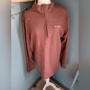 Columbia maroon mens size XLT half zip sweater‎